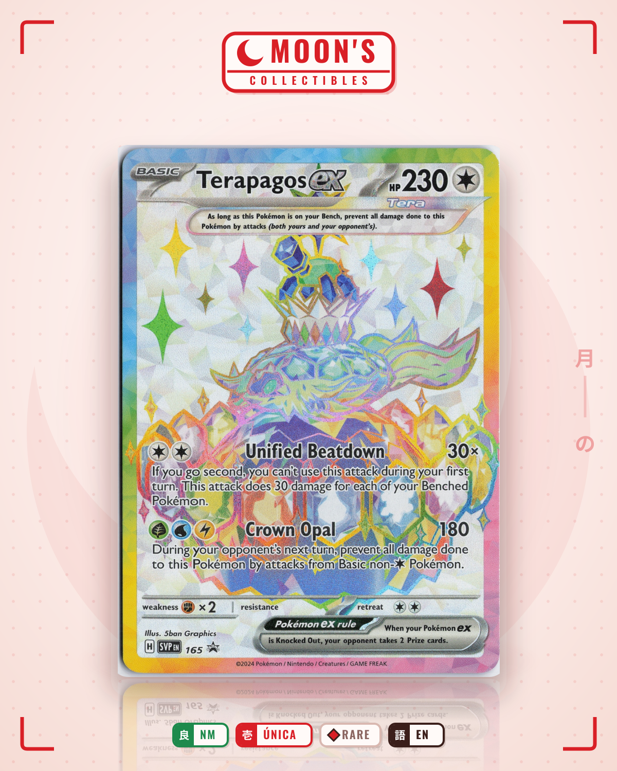 Carta Pokémon Terapagos ex · Scarlet & Violet Black Star Promos #165 (NM) — pieza única en Moon's Collectibles México