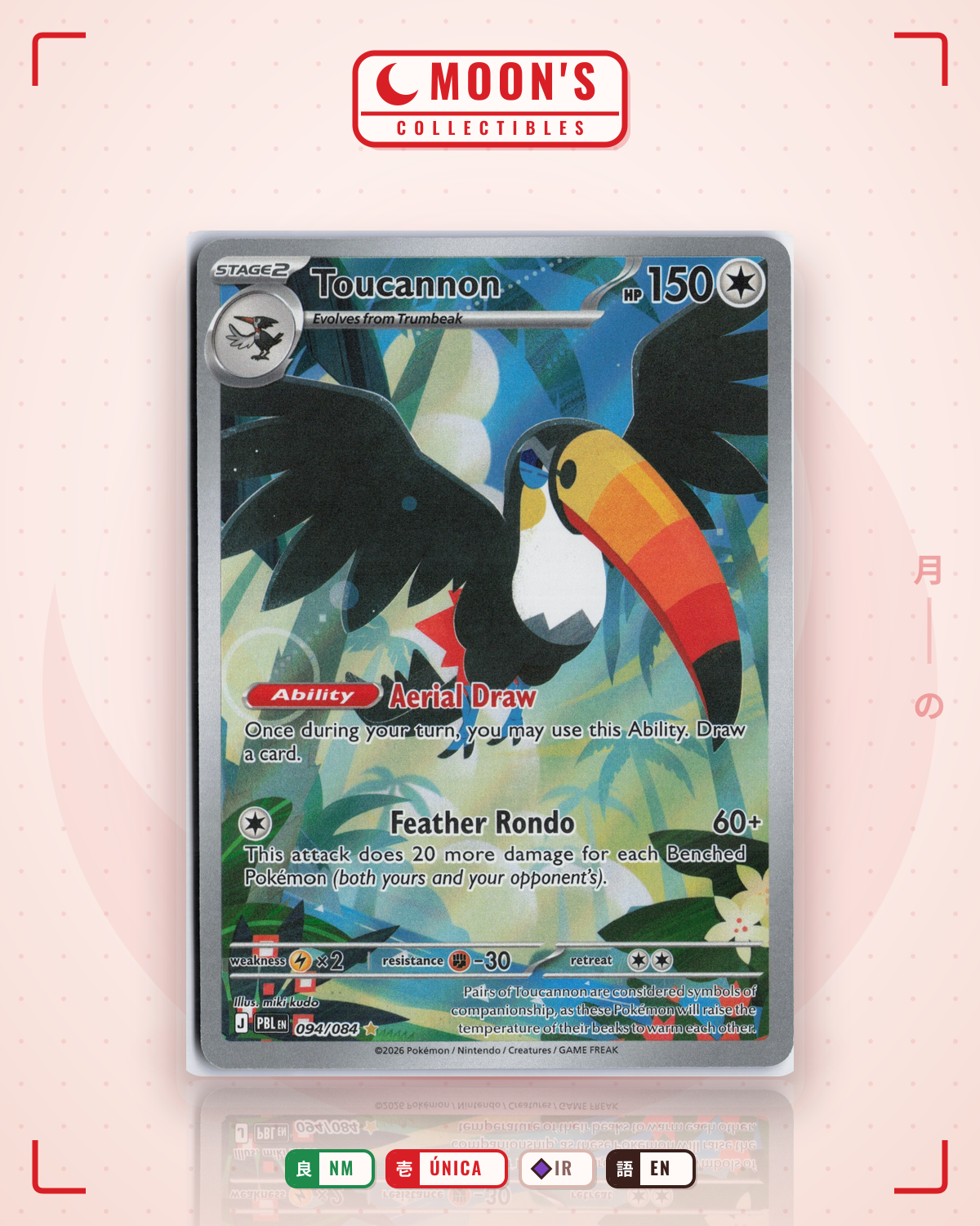 Carta Pokémon Toucannon · Pitch Black #094/084 (NM) — pieza única en Moon's Collectibles México