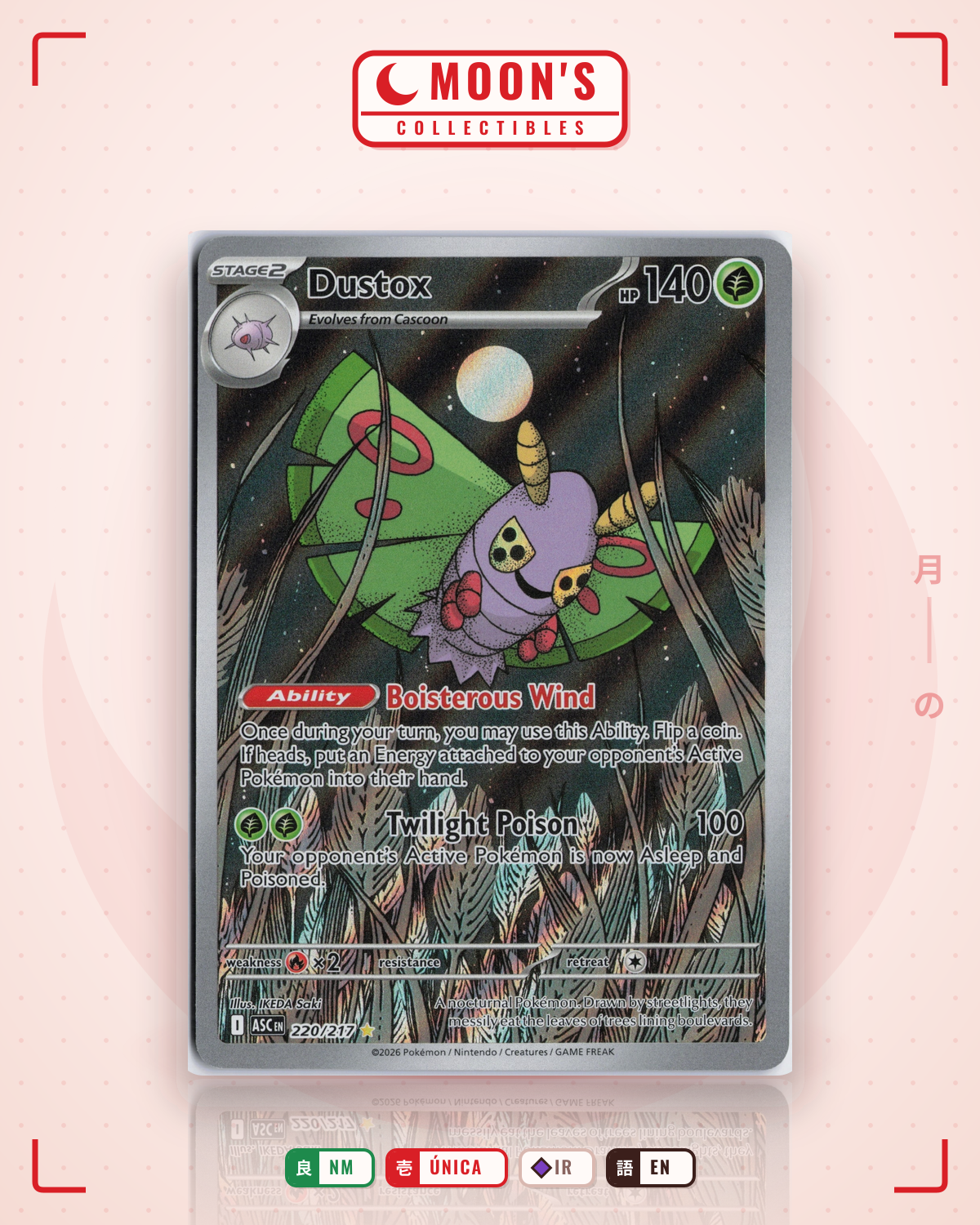 Carta Pokémon Dustox · Ascended Heroes #220/217 (NM) — pieza única en Moon's Collectibles México