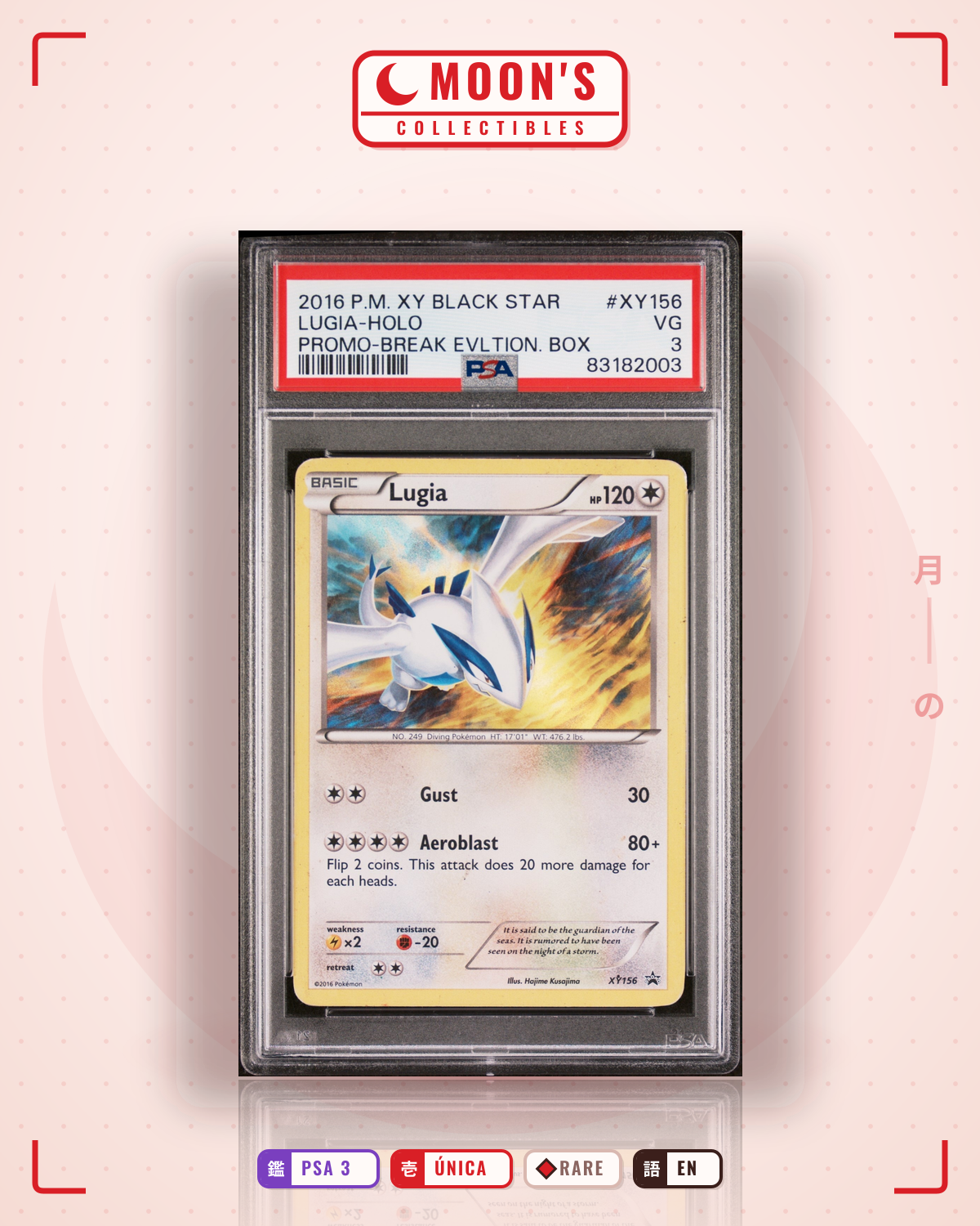 Carta Pokémon Lugia · XY Black Star Promos #XY156 (PSA 3) — pieza única en Moon's Collectibles México