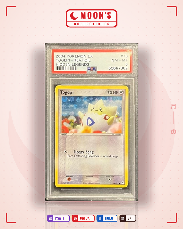 Carta Pokémon Togepi · Hidden Legends #78/101 (PSA 8) — pieza única en Moon's Collectibles México