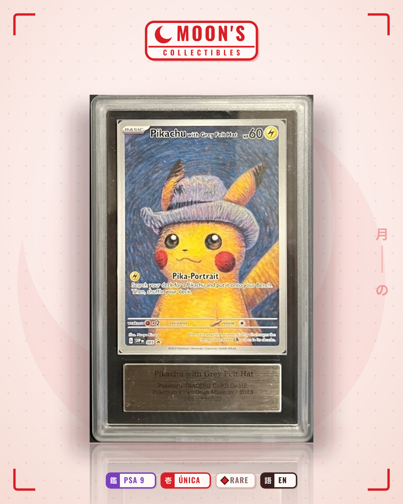 Carta Pokémon Pikachu with Grey Felt Hat · Scarlet & Violet Black Star Promos #085 (ARS 9) — pieza única en Moon's Collectibles México