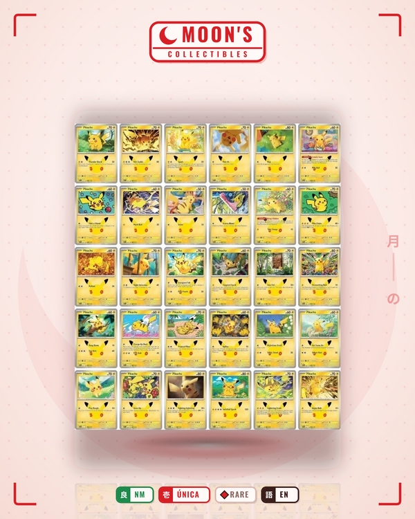 Carta Pokémon Pikachu 30th Anniversary Set · Celebrations 30th Anniversary #30 (NM) — pieza única en Moon's Collectibles México