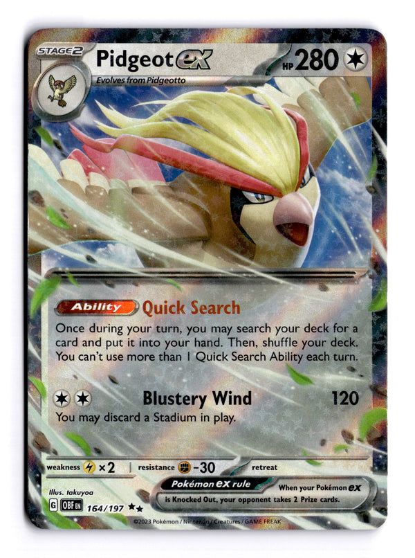 Carta Pokémon Pidgeot ex · Obsidian Flames #164/197 (NM) — pieza única en Moon's Collectibles México