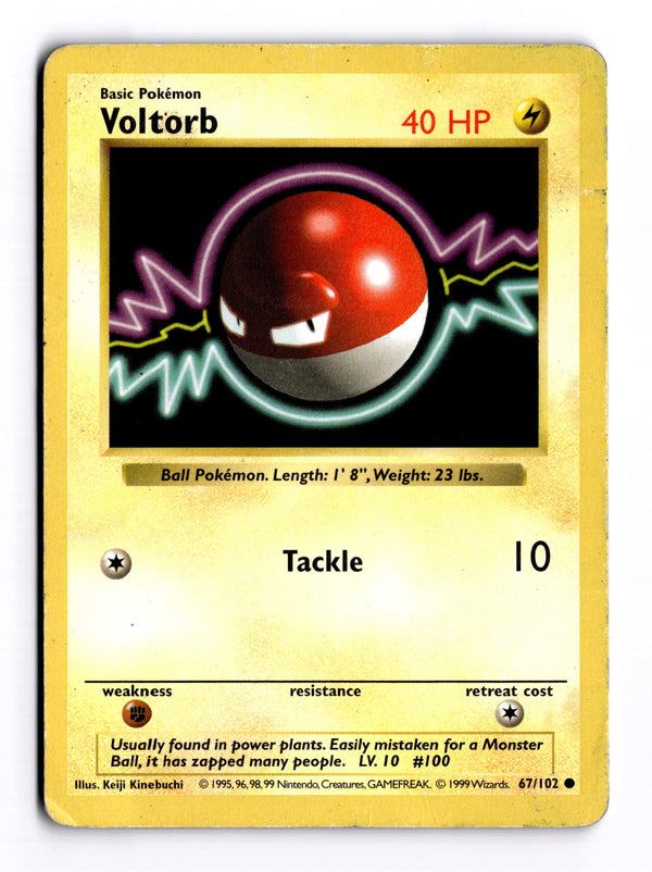 Carta Pokémon Voltorb · Base #67/102 (DMG) — pieza única en Moon's Collectibles México
