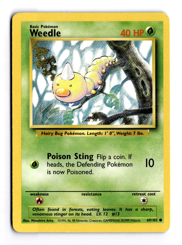 Carta Pokémon Weedle · Base #69/102 (MP) — pieza única en Moon's Collectibles México