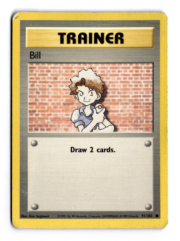 Carta Pokémon Bill · Base #91/102 (HP) — pieza única en Moon's Collectibles México