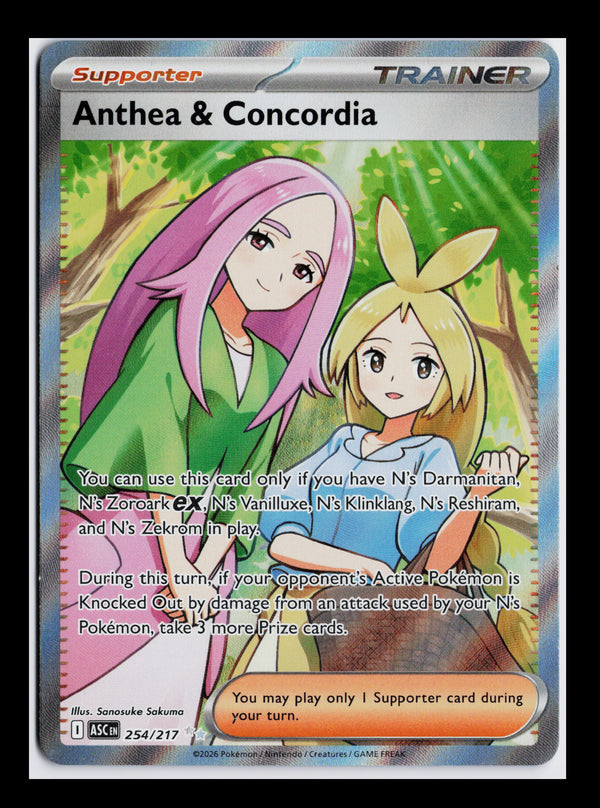 Carta Pokémon Anthea & Concordia · Ascended Heroes #254/217 (NM) — pieza única en Moon's Collectibles México
