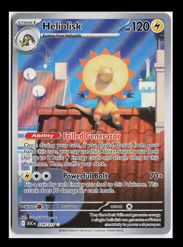 Carta Pokémon Heliolisk · Ascended Heroes #229/217 (NM) — pieza única en Moon's Collectibles México