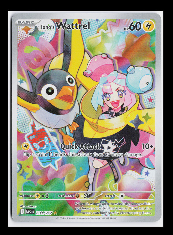 Carta Pokémon Iono's Wattrel · Ascended Heroes #231/217 (NM) — pieza única en Moon's Collectibles México