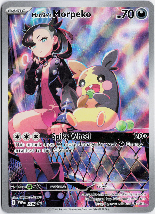 Carta Pokémon Marnie's Morpeko · Scarlet & Violet Black Star Promos #206 (NM) — pieza única en Moon's Collectibles México