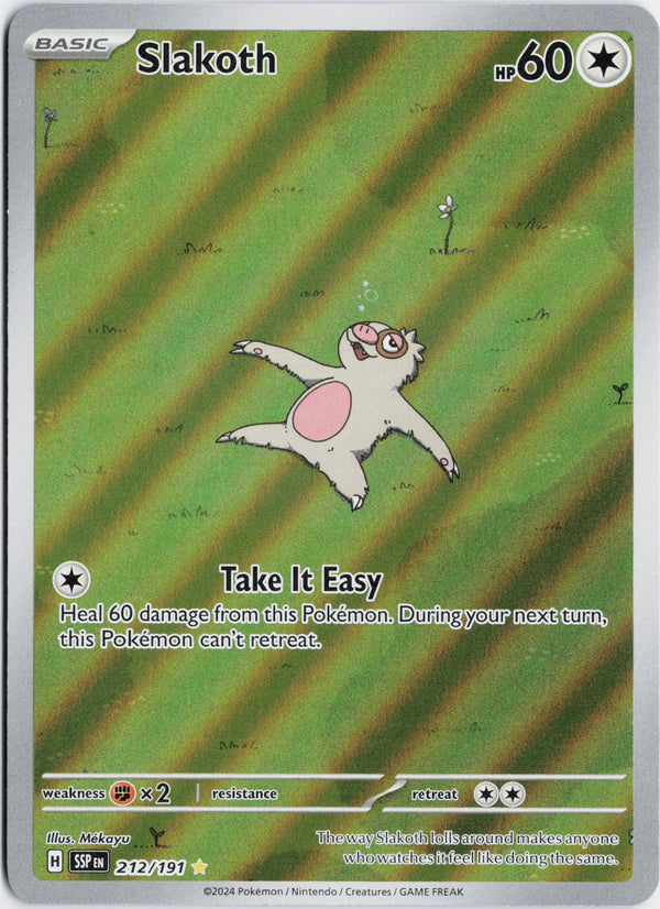Carta Pokémon Slakoth · Surging Sparks #212/191 (NM) — pieza única en Moon's Collectibles México