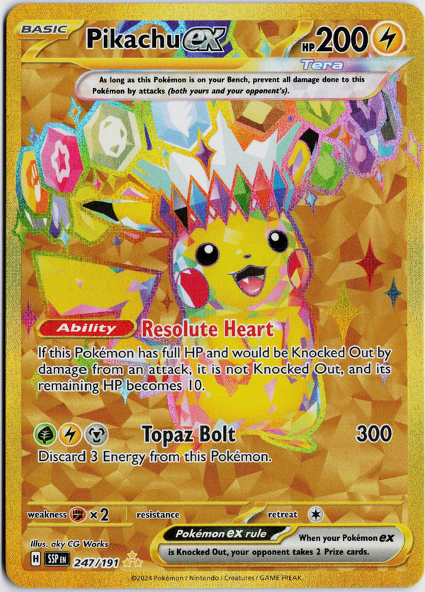 Carta Pokémon Pikachu ex · Surging Sparks #247/191 (NM) — pieza única en Moon's Collectibles México