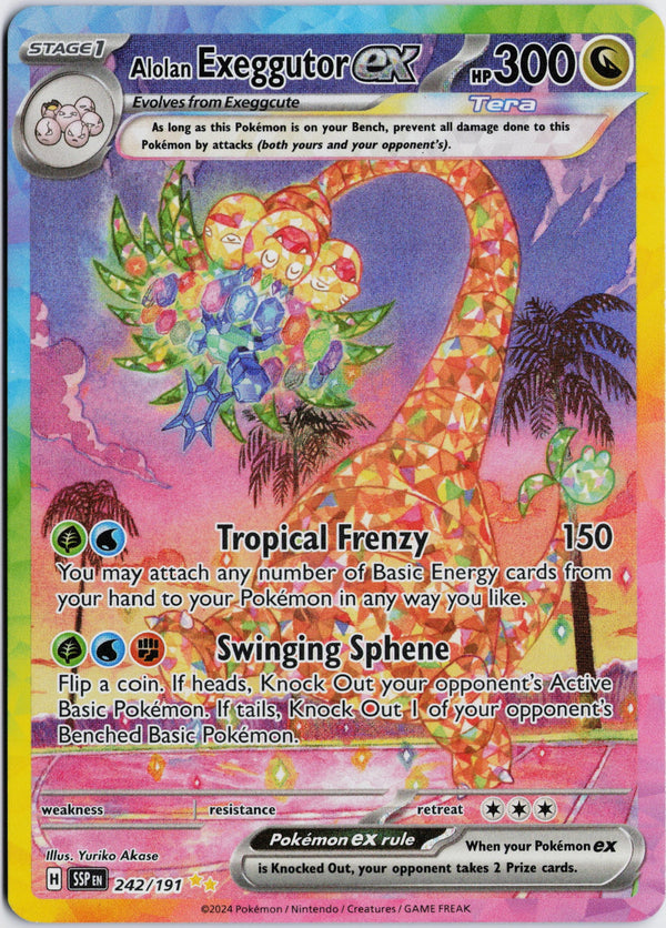 Carta Pokémon Alolan Exeggutor ex · Surging Sparks #242/191 (NM) — pieza única en Moon's Collectibles México
