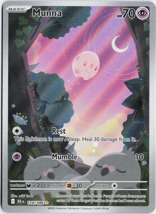 Carta Pokémon Munna · Black Bolt #116/086 (NM) — pieza única en Moon's Collectibles México