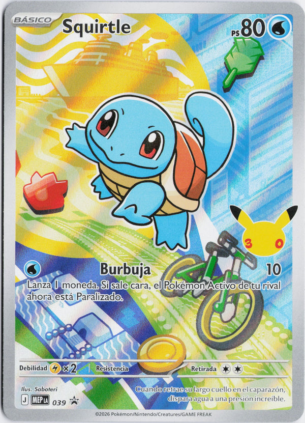 Carta Pokémon Squirtle · Mega Evolution Black Star Promos #039 (NM) — pieza única en Moon's Collectibles México