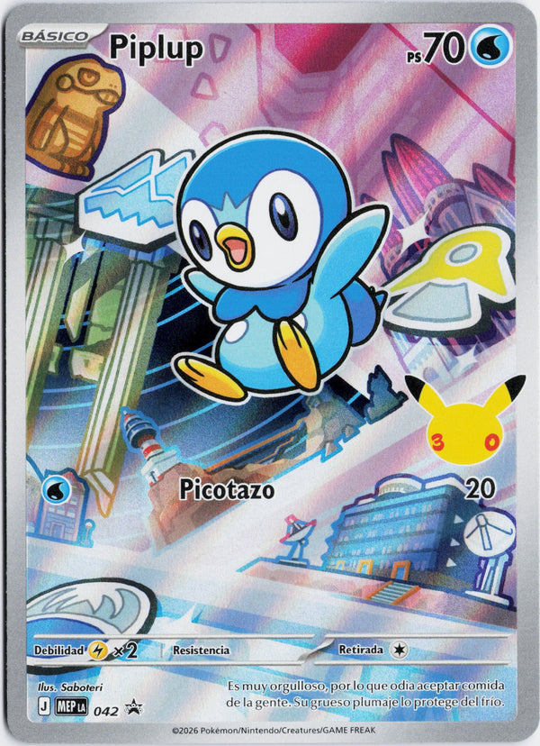 Carta Pokémon Piplup · Mega Evolution Black Star Promos #042 (NM) — pieza única en Moon's Collectibles México