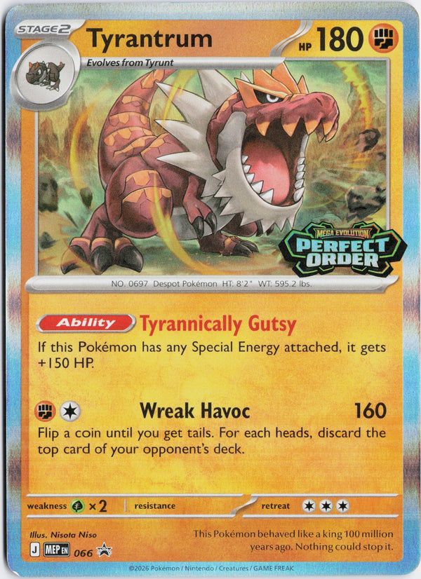 Carta Pokémon Tyrantrum · Mega Evolution Black Star Promos #066 (LP) — pieza única en Moon's Collectibles México