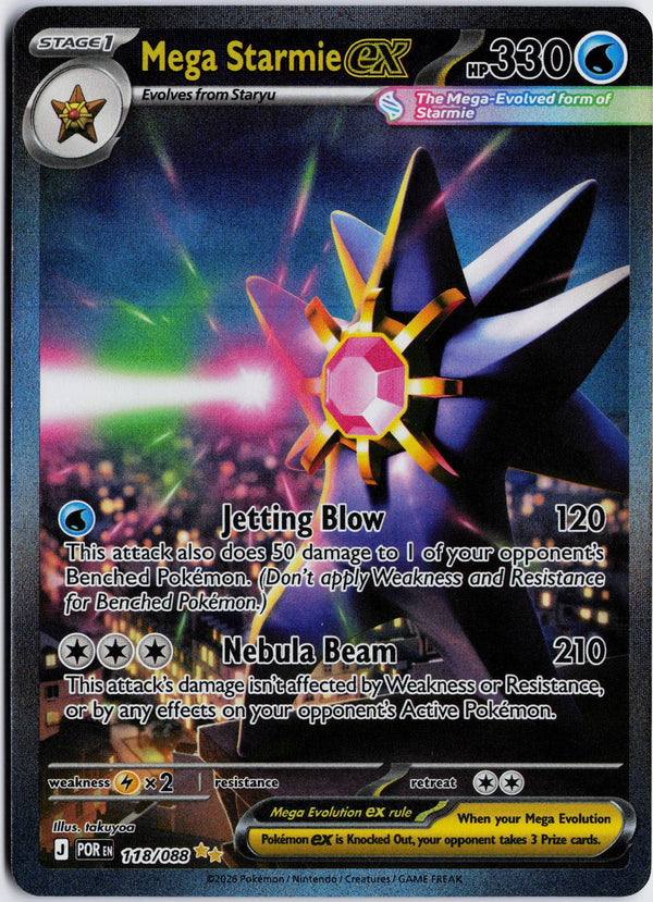 Carta Pokémon Mega Starmie ex · Perfect Order #118/088 (NM) — pieza única en Moon's Collectibles México