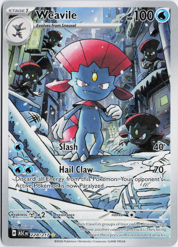 Carta Pokémon Weavile · Ascended Heroes #228/217 (NM) — pieza única en Moon's Collectibles México