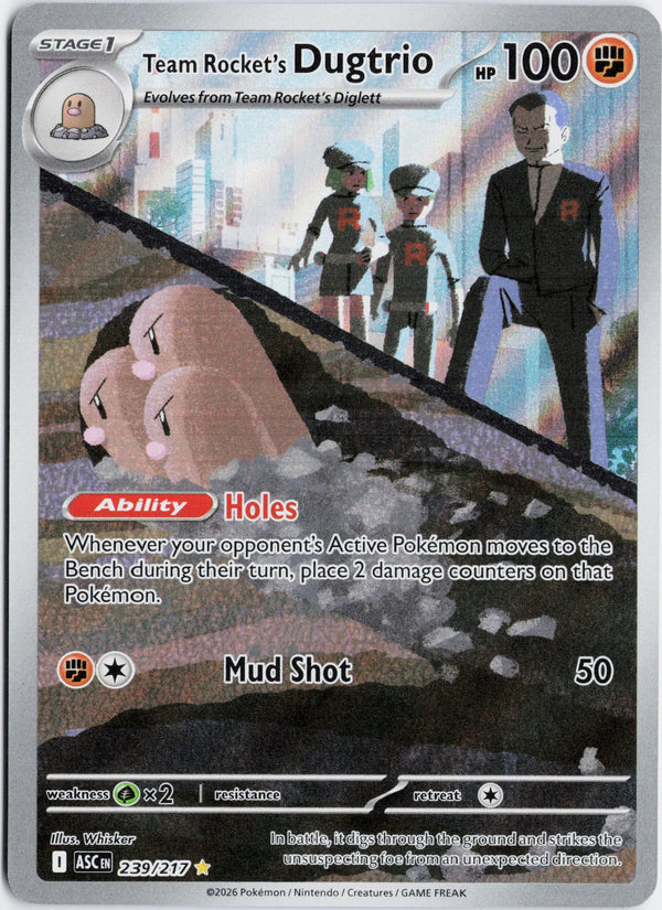 Carta Pokémon Team Rocket's Dugtrio · Ascended Heroes #239/217 (NM) — pieza única en Moon's Collectibles México
