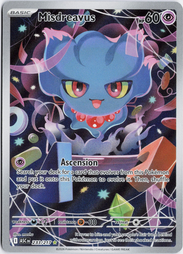 Carta Pokémon Misdreavus · Ascended Heroes #233/217 (NM) — pieza única en Moon's Collectibles México