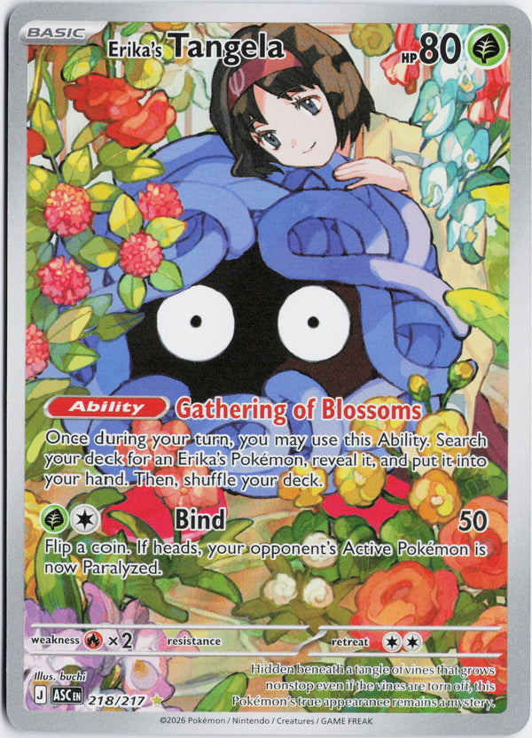 Carta Pokémon Erika's Tangela · Ascended Heroes #218/217 (NM) — pieza única en Moon's Collectibles México