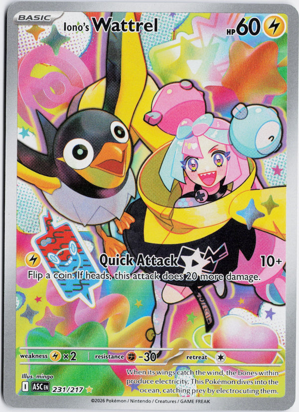 Carta Pokémon Iono's Wattrel · Ascended Heroes #231/217 (NM) — pieza única en Moon's Collectibles México