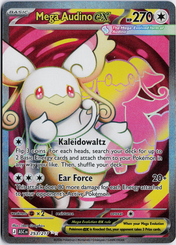 Carta Pokémon Mega Audino ex · Ascended Heroes #253/217 (NM) — pieza única en Moon's Collectibles México
