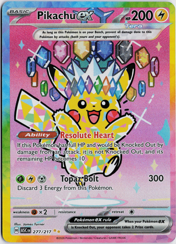 Carta Pokémon Pikachu ex · Ascended Heroes #277/217 (NM) — pieza única en Moon's Collectibles México