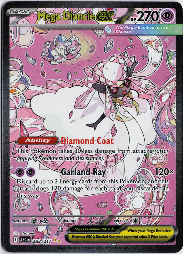 Carta Pokémon Mega Diancie ex · Ascended Heroes #282/217 (NM) — pieza única en Moon's Collectibles México