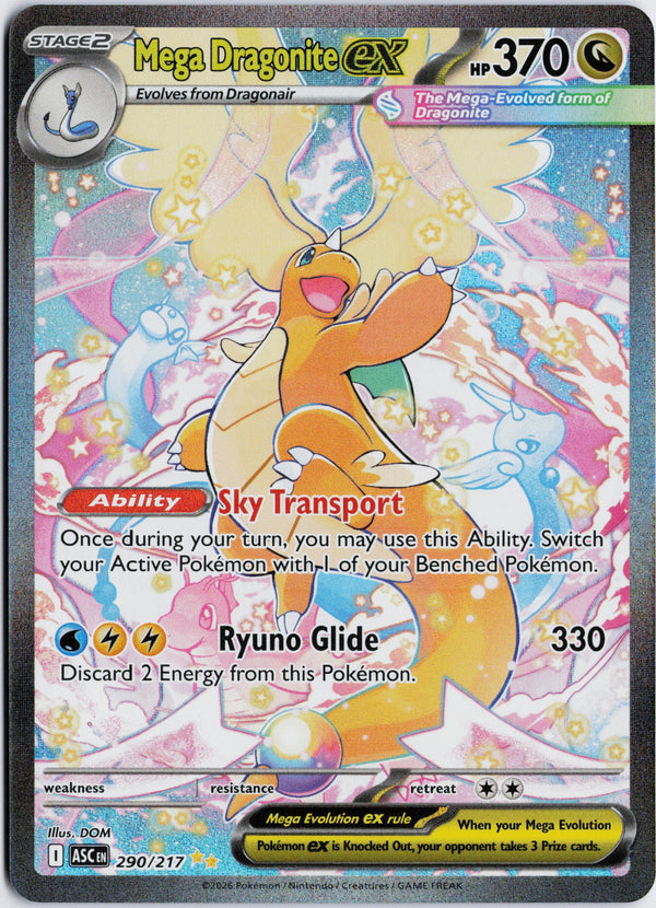 Carta Pokémon Mega Dragonite ex · Ascended Heroes #290/217 (NM) — pieza única en Moon's Collectibles México