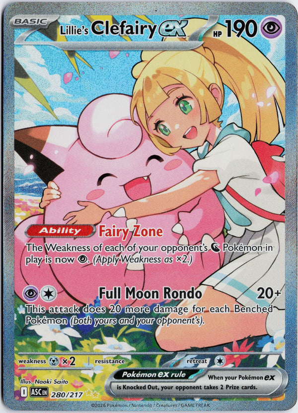 Carta Pokémon Lillie's Clefairy ex · Ascended Heroes #280/217 (NM) — pieza única en Moon's Collectibles México