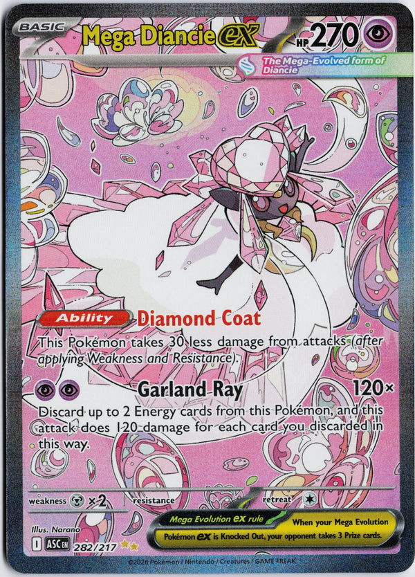 Carta Pokémon Mega Diancie ex · Ascended Heroes #282/217 (NM) — pieza única en Moon's Collectibles México