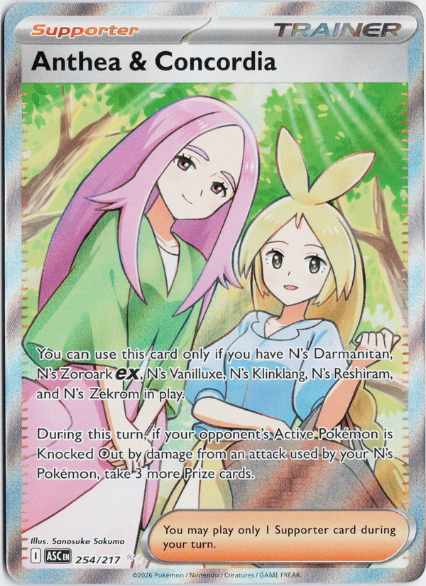 Carta Pokémon Anthea & Concordia · Ascended Heroes #254/217 (NM) — pieza única en Moon's Collectibles México