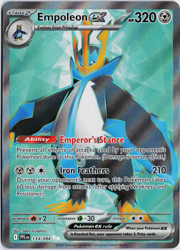 Carta Pokémon Empoleon ex · Phantasmal Flames #114/094 (NM) — pieza única en Moon's Collectibles México