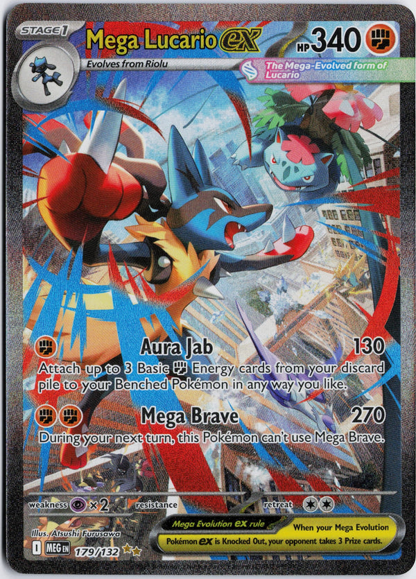 Carta Pokémon Mega Lucario ex · Mega Evolution #179/132 (NM) — pieza única en Moon's Collectibles México