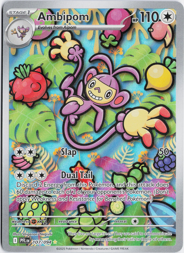 Carta Pokémon Ambipom · Phantasmal Flames #107/094 (NM) — pieza única en Moon's Collectibles México