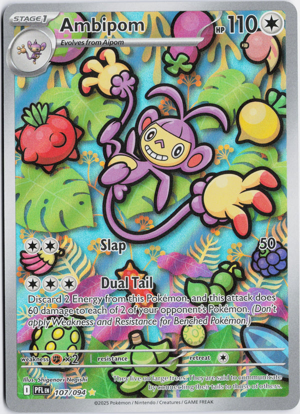 Carta Pokémon Ambipom · Phantasmal Flames #107/094 (NM) — pieza única en Moon's Collectibles México