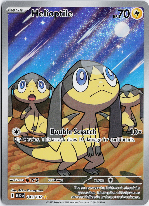 Carta Pokémon Helioptile · Mega Evolution #143/132 (NM) — pieza única en Moon's Collectibles México