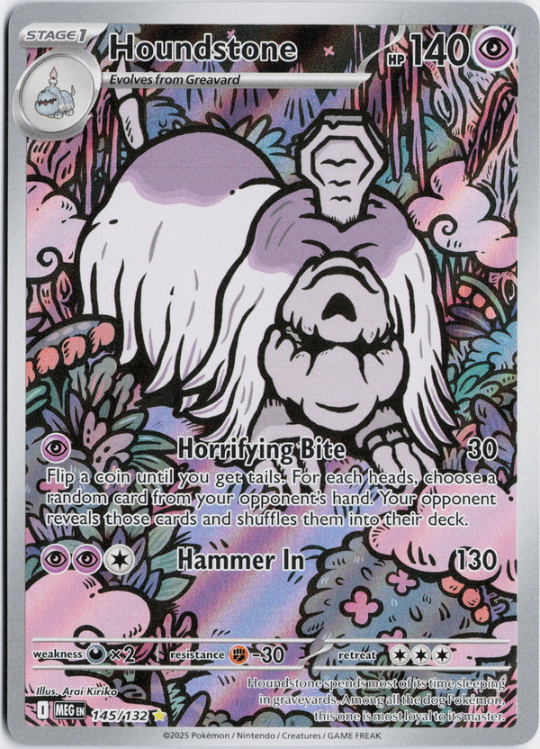 Carta Pokémon Houndstone · Mega Evolution #145/132 (NM) — pieza única en Moon's Collectibles México
