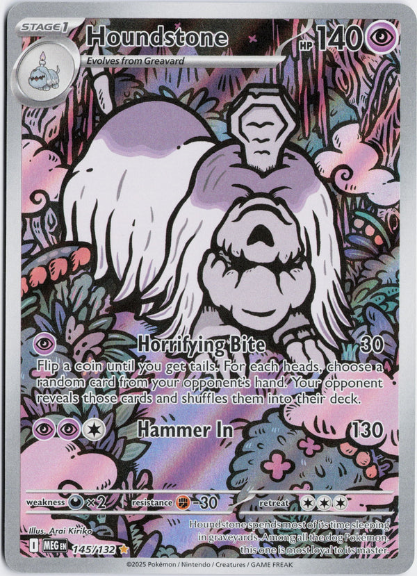 Carta Pokémon Houndstone · Mega Evolution #145/132 (NM) — pieza única en Moon's Collectibles México