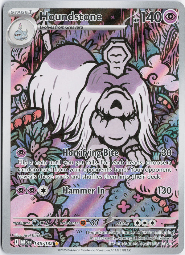 Carta Pokémon Houndstone · Mega Evolution #145/132 (NM) — pieza única en Moon's Collectibles México