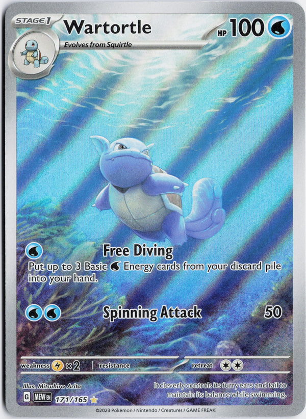 Carta Pokémon Wartortle · 151 #171/165 (NM) — pieza única en Moon's Collectibles México