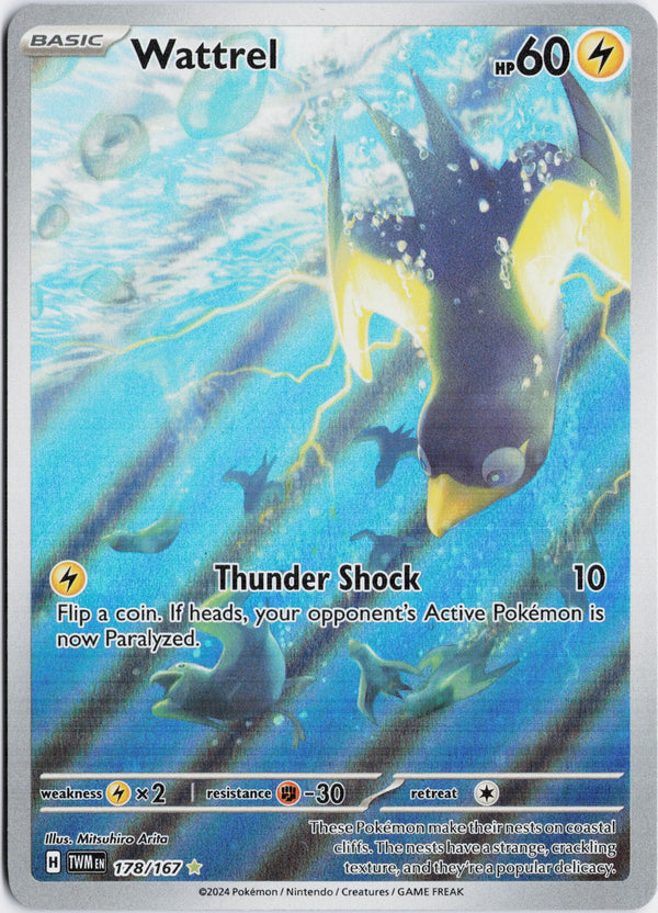 Carta Pokémon Wattrel · Twilight Masquerade #178/167 (NM) — pieza única en Moon's Collectibles México