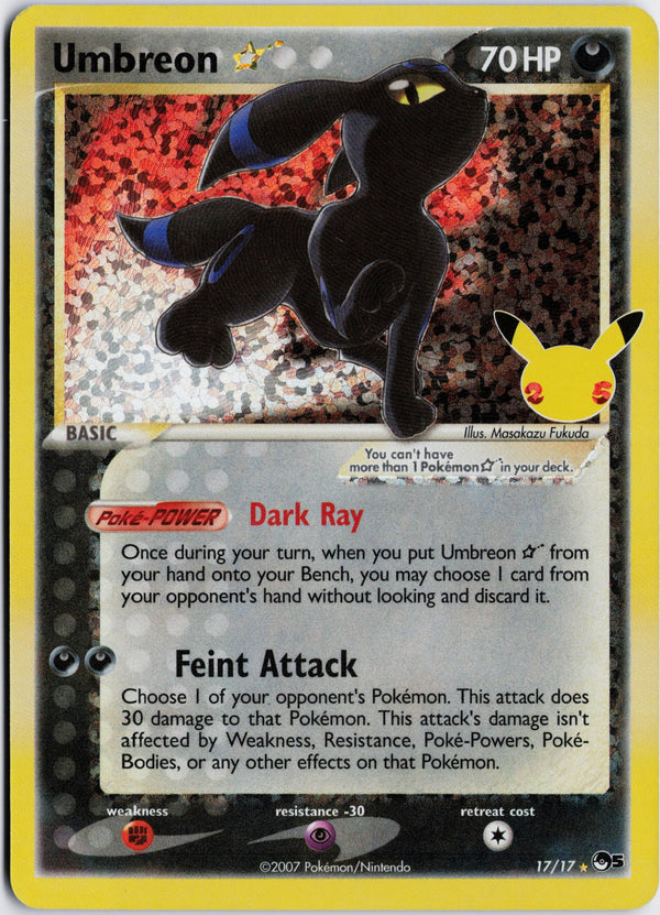 Carta Pokémon Umbreon ☆ · Celebrations: Classic Collection #17 (NM) — pieza única en Moon's Collectibles México