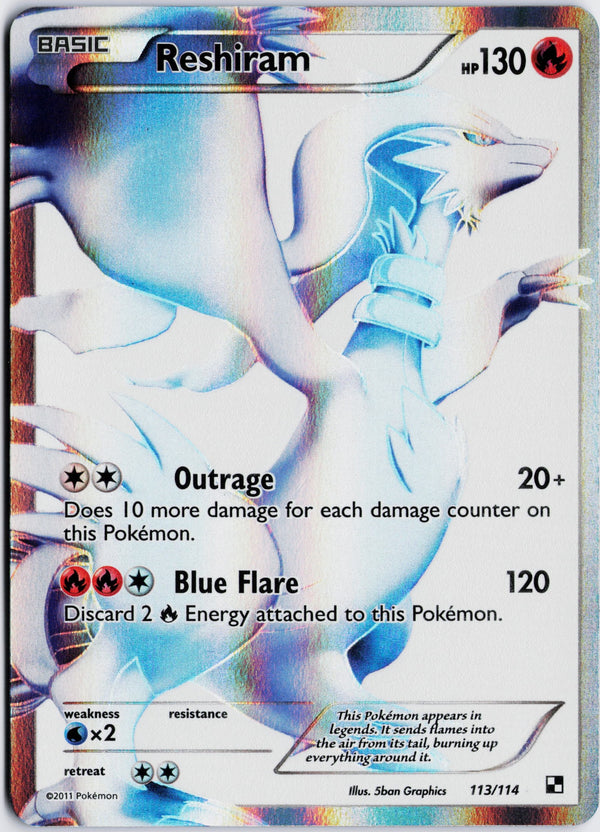 Carta Pokémon Reshiram · Black & White #113/114 (NM) — pieza única en Moon's Collectibles México