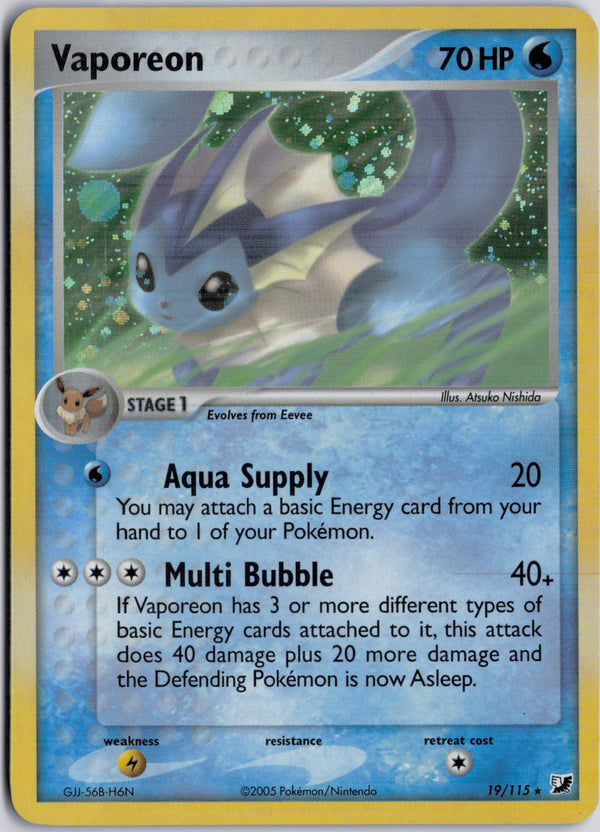 Carta Pokémon Vaporeon · Unseen Forces #19/115 (LP) — pieza única en Moon's Collectibles México