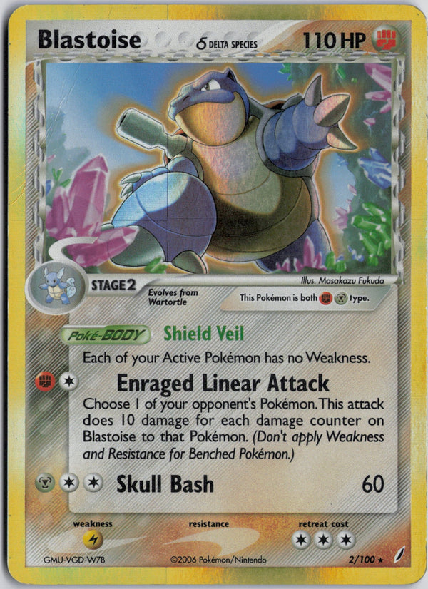 Carta Pokémon Blastoise δ · Crystal Guardians #2/100 (DMG) — pieza única en Moon's Collectibles México