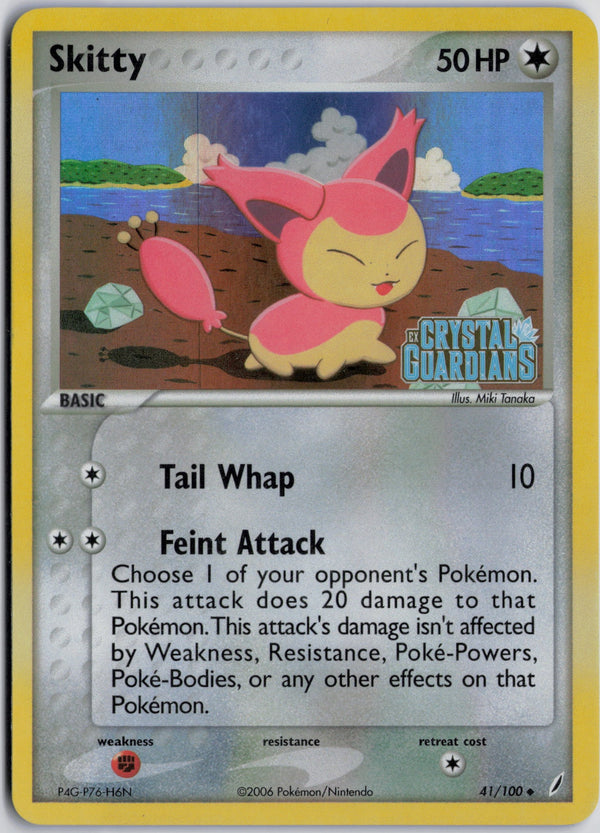 Carta Pokémon Skitty · Crystal Guardians #41/100 (LP) — pieza única en Moon's Collectibles México